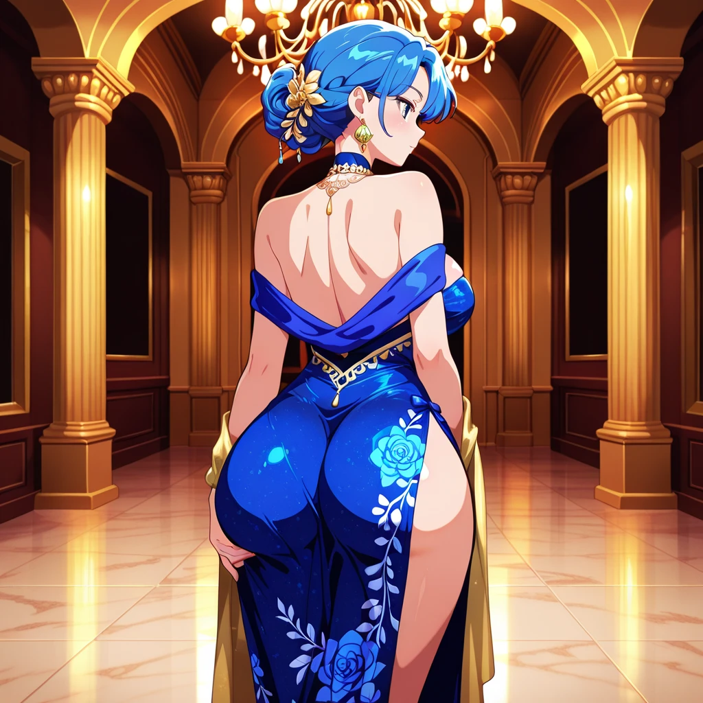 a woman with blue hair and a teal ballroom dress is standing, style artgerm, trending artgerm, artgerm lau, artgerm style, style of artgerm, as seen on artgerm, artgerm and rossdraws, extremely detailed artgerm, like artgerm, artgerm art, blue tiefling, full body