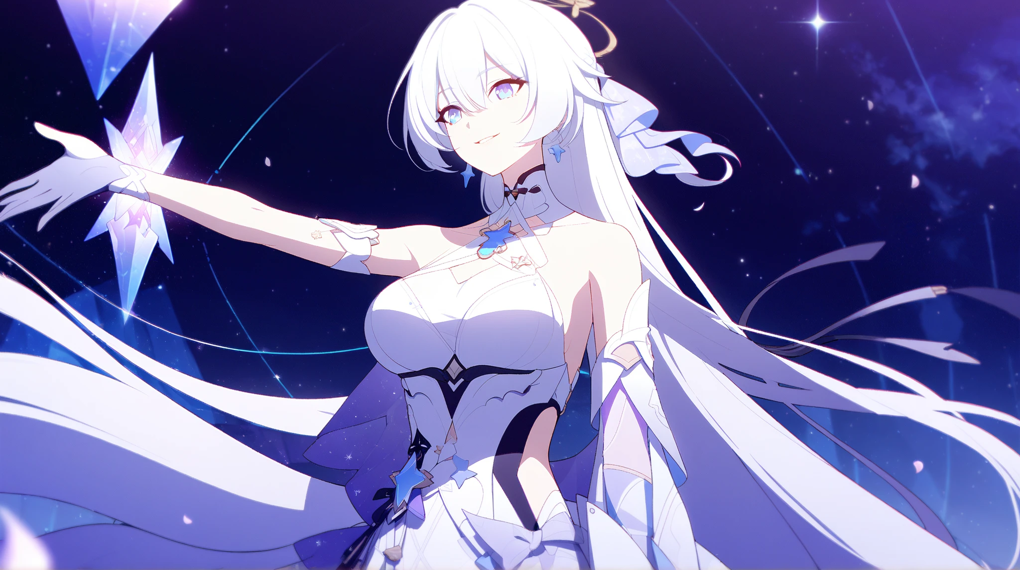NSFW,masterpiece,Highest quality,High resolution,Very detailed,white\(no game No life\),Small breasts,Angel,Angelの羽,High-quality dress,gem,expectant face,blush,A moonlit church