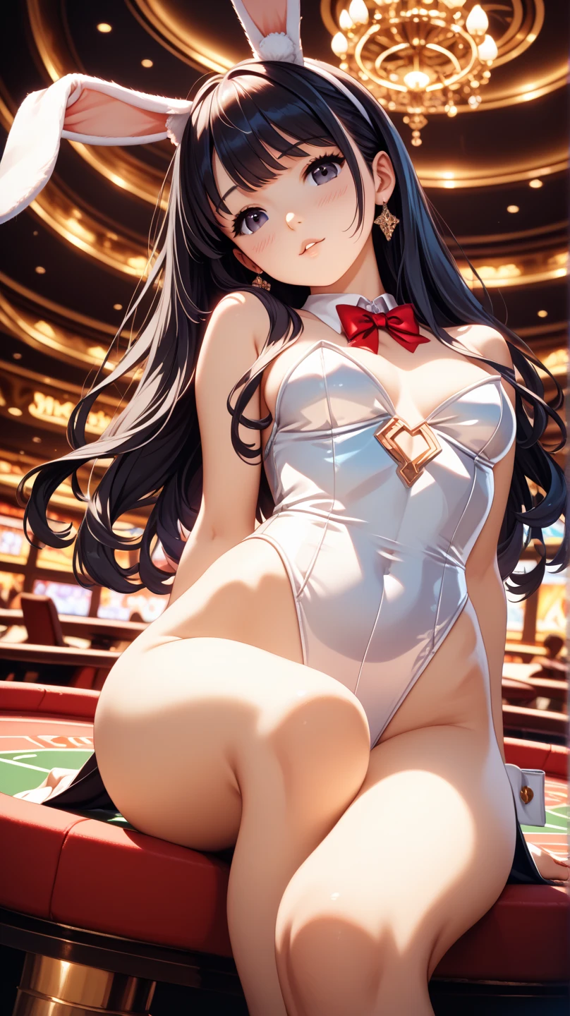 (full body shot, masterpiece, best_quality, ultra-detailed, immaculate:1.3),
BREAK
<lora:kiryuinSatsukiKillLa_kiryuinsatsuki:0.6> kiryuuin satsuki, blue eyes, thick eyebrows, 1girl, solo, long hair, straight bangs, sidelocks, black hair, female focus, pouting, upsest, large breasts, fake rabbit ears, red translucent bunnysuit, rabbit ears, see through, heels, standing, hands at sides,
<lora:translucent bunnysuit, rabbit ears, see through:1>
<lora:Gloomifier_V2_TheGlow:-1>
<lora:detail_slider_v4:1>
BREAK
marble floor, casino,
