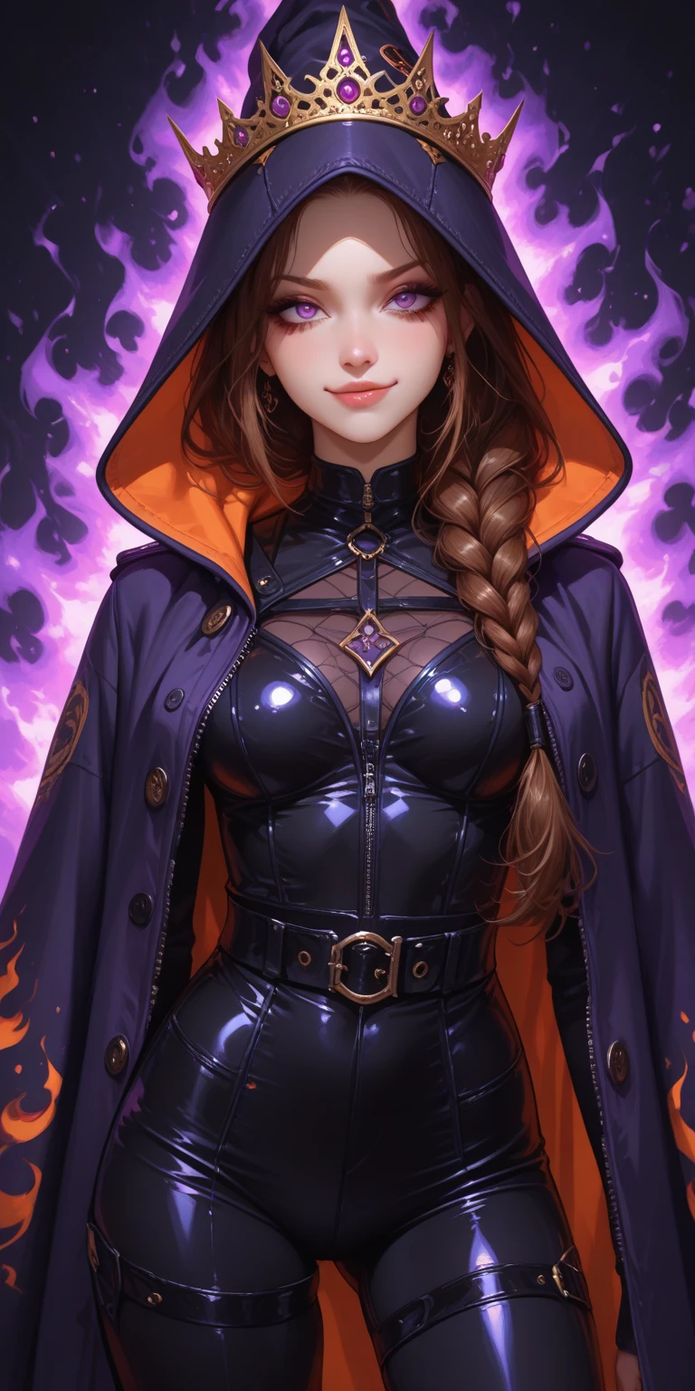 perfect eyes:1.2, detailed eyes:1.4, realistic:1.4, red hair, hair over shoulder, holding book, book, robe, cape, fringe, tentacles, argyle, checkered, clothing cutout, thighhighs, makeup, lipstick, hood up, cleavage, 1girl, solo, (masterpiece:1.6, best quality),