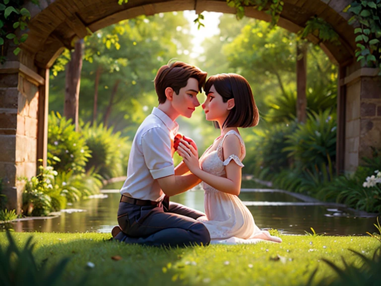 Full body photo couple romantic high quality 3D