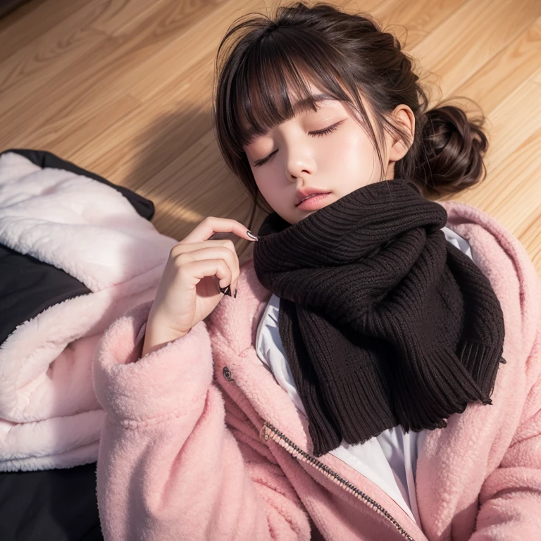 Girl with a vibrator,vibratorを咥える、スリムなjunior high school student with too big, 15 years old, sleeping on bed, plump, closing eyes, falling down, yawning, excitement, mask,