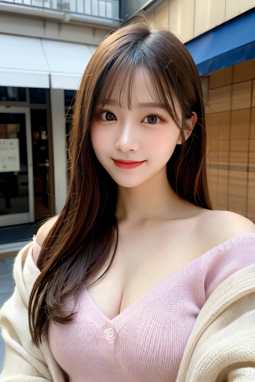 masutepiece, Best Quality, Illustration, Ultra-detailed, finely detail, hight resolution, 8K Wallpaper, Perfect dynamic composition, Beautiful detailed eyes, white fluffy winter clothes,Medium Hair,small tits,Natural Color Lip, Bold sexy poses,Smile,mansion(a room,Bet)、20 years girl、Cute、Sexy shot looking at camera,perfect and beautiful face and fingers,Take close-up photos of your face,Take only the face