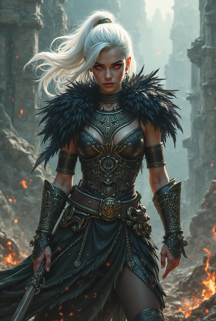 female saiyan, grey hair