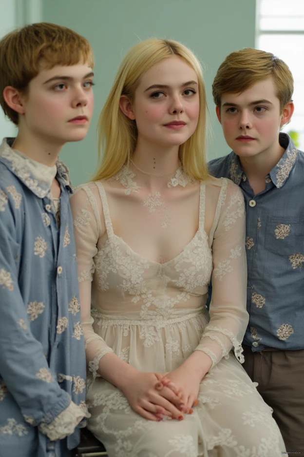Elena Weasley redhead girl next to Draco Malfoy blonde boy with a baby 