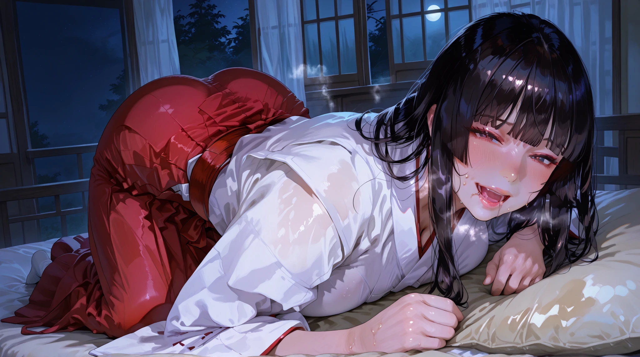 Kizi, Indoors, Bedrooms,((All_all fours)),eye closeds,Screaming,Be red in the face,Cocked buttocks,Bare chest