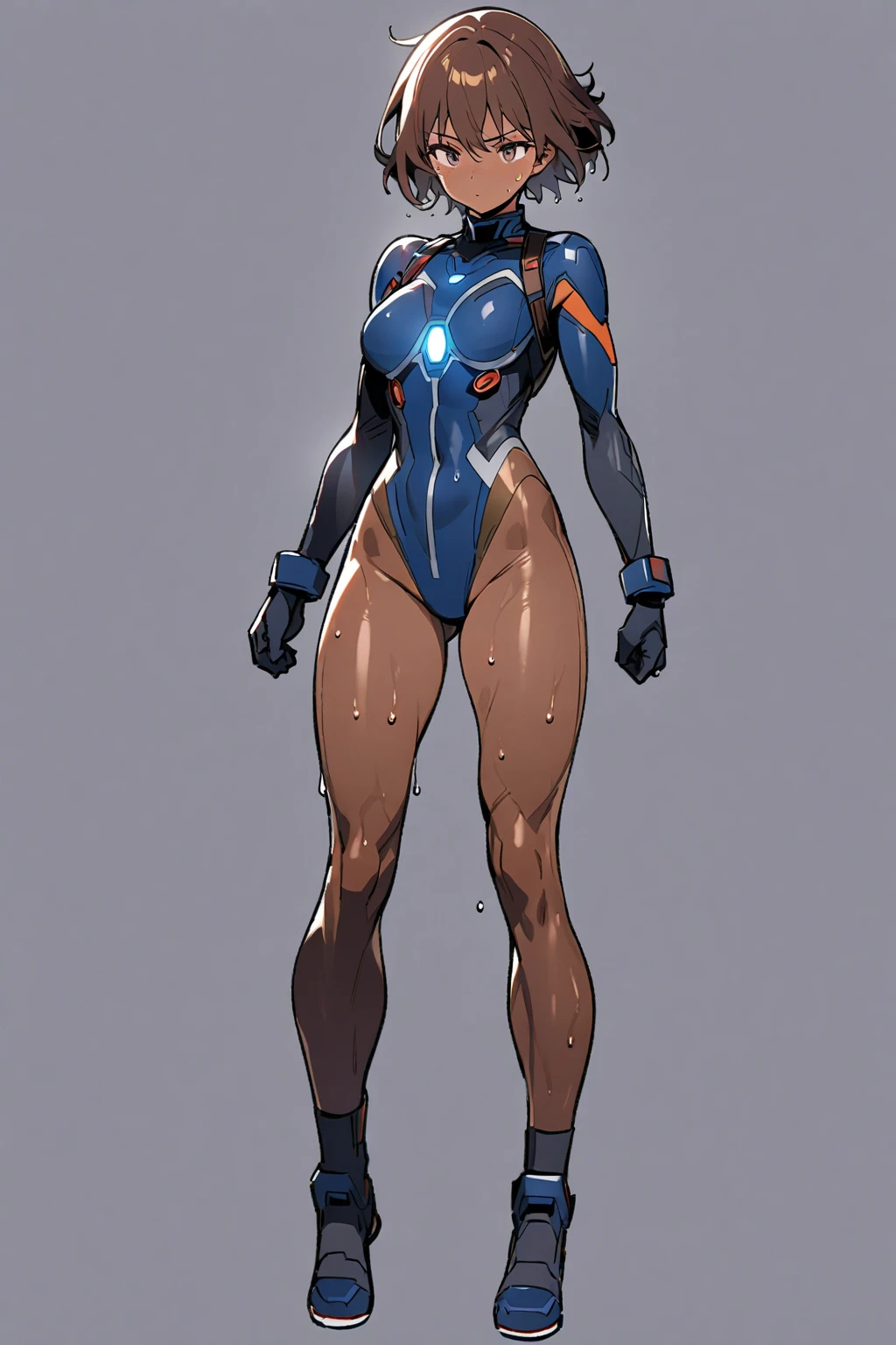 ((bare arms)), ((bare shoulders)), ((bare legs)), 1_girl, Alone, white hair, (((long hair))), yellow eyes, Big breasts, thick thighs, happy, (tanned skin), Erotic, Sensual, high quality, choker, dark skin, big breasts, Abdomen, big ass, Fat ass