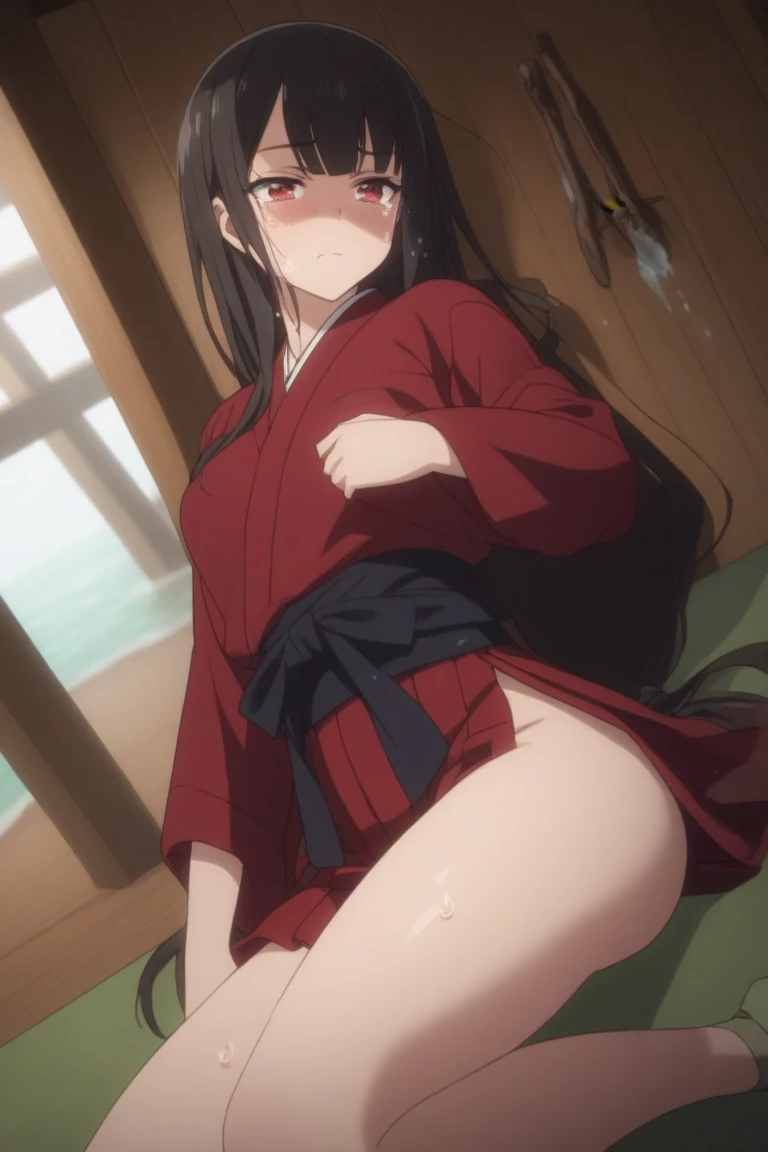 score_9, score_8_superior, score_7_superior, sauce_anime, ambient light, sunlight  , (1 tall girl ), 
Sagiri Yamada Asaemon, Sagiriyamada Asaemon, Long Hair, Black Hair, ponytail, high ponytail, brown eyes, wince,frown,
show off breast ,white T shirt,  In the same way,    ((missionary position)), lesbian,  in lake,                                                                       
((rape)) , nsfw , covering own mouth with one hand, wet body, (steam), detailed navel, yuri, 
in beautiful realistic lake, ~ side, blush,  ,(pussy juice),  love juice,お漏らし, 
alone, Dutch Angle, View your viewers, Cowboy Shot, detailed sex, nipples ,, [large breast],