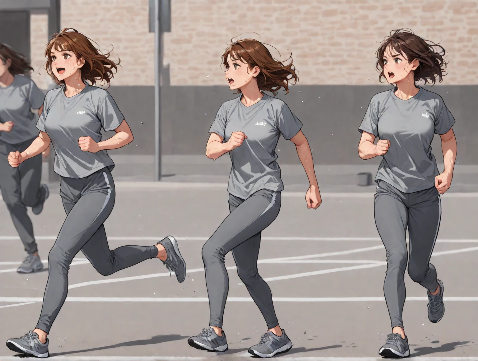 one running girl, <lora:SimplePositive_XL_v1_test_AutoRunMech:0>