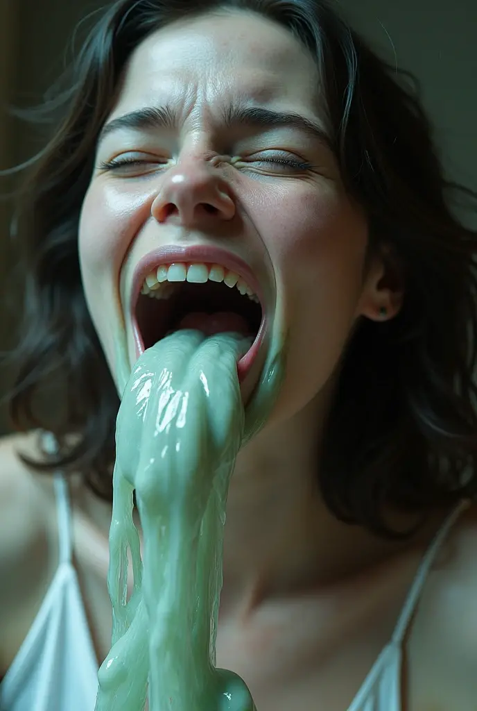 1girl,low tied hair,black hair,looking at viewer,best quality,indoors,high quality,small breasts,hair ribbon,student,white shirt,panty,close up,cute,stocking ,(wet_clothing,:1.4)cum in mouth,close up,(cum_drip,)(pussy_juice,)(((tongue out,)))sweats,((highres, ))lying,closed eyes,pleated skirt,tentacles sex
