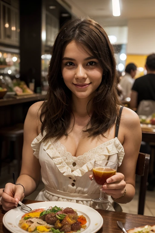 smiling woman in yellow top sitting at a table with a beer, holding a beer!!, with a drink, holding beer, holding a beer, drinking a beer, in a bar, drinking beer, at a bar, in a pub, indian girl with brown skin, holding a large glass of beer, 30 years old woman, 3 0 years old woman