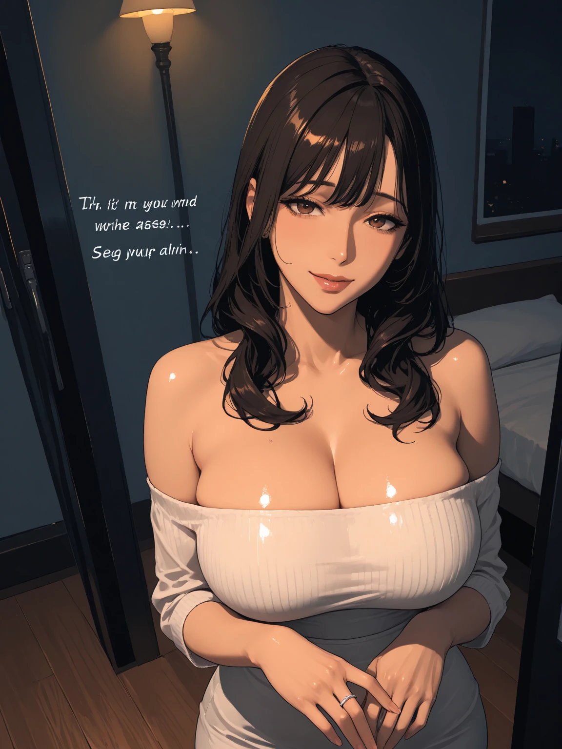 Big breasts and big ass (((Large Breasts、Breast sagging、Low-cut，Cleavage，Wide hips,))((Hourglass figure))