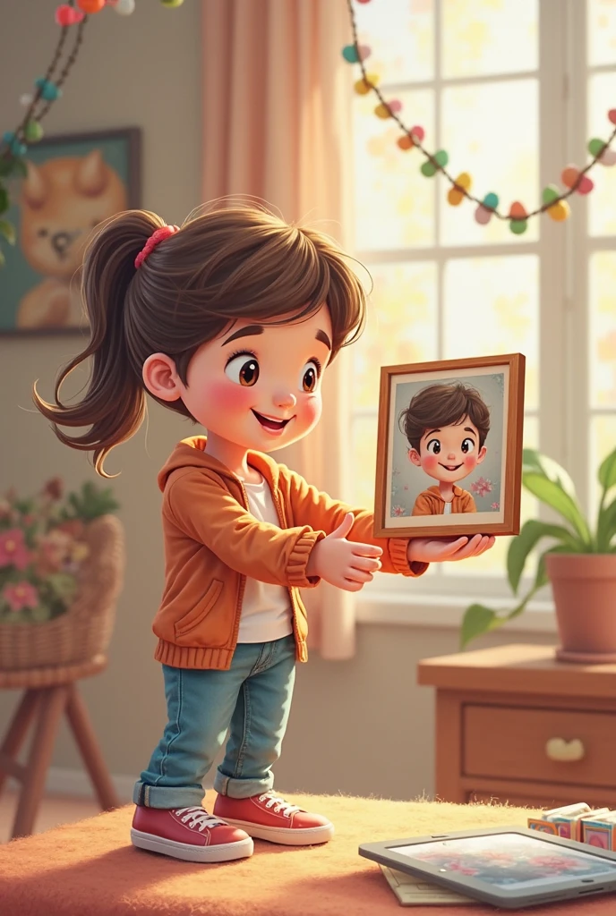Girl standing infront of her photo frame named YENYEN QHIU