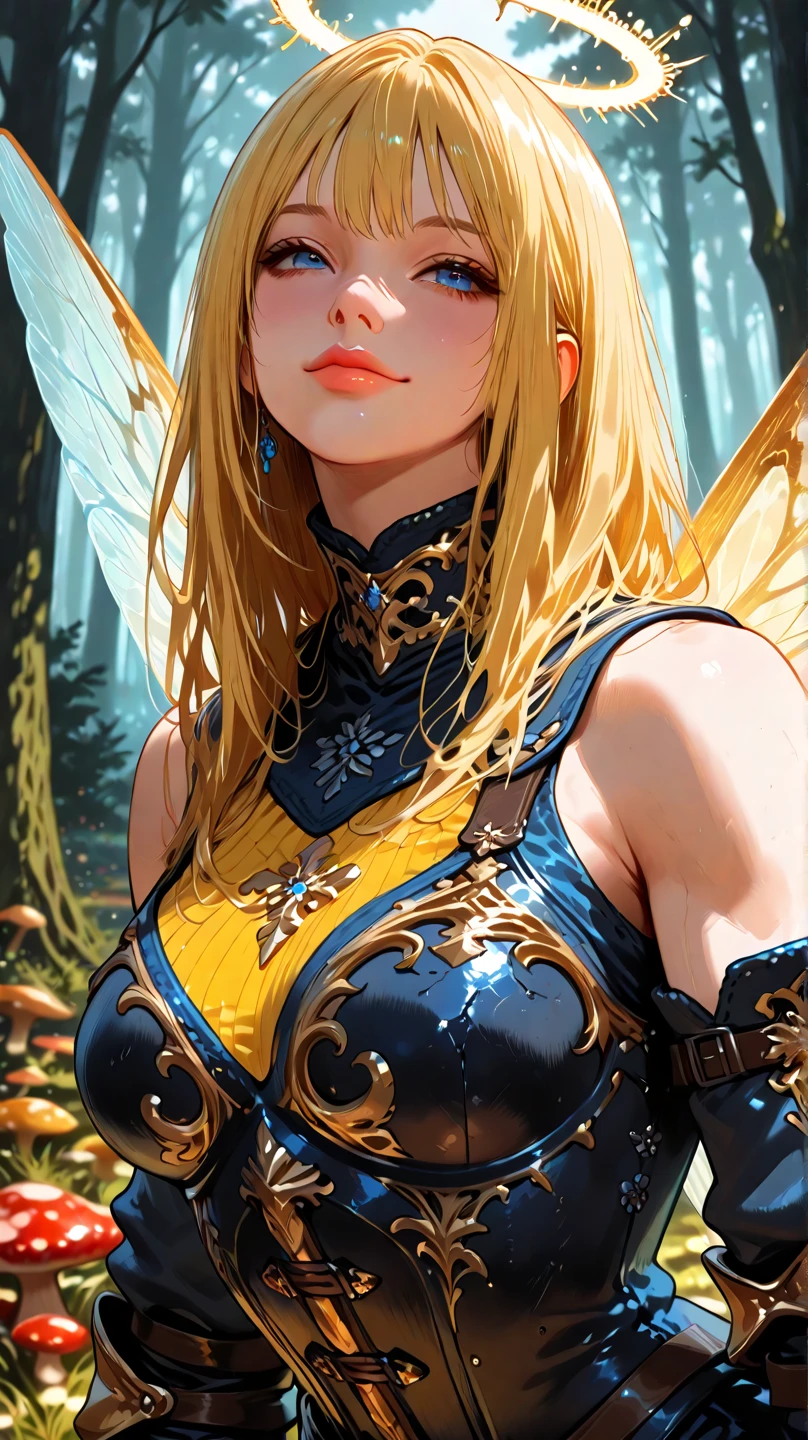 Woman with blonde hair，eBlue eyes，Butterflies are worn on his head, Fantasy art style, cgsociety portrait, hyper-detailed fantasy character, Beautiful digital artwork, digital fantasy art ), fantasy concept art portrait, stunning digital illustration, [ trending on CGSociety ]!!, Fanart Meilleure ArtStation, Stunning character art, Deviantart ArtStation CGSCOSIETY, digital fantasy portrait, Stunning anime face portrait