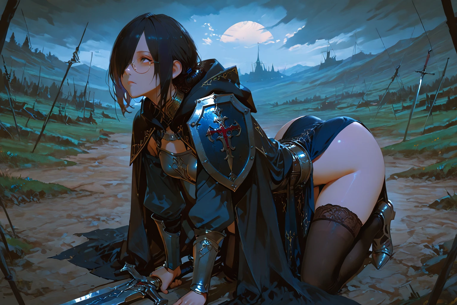 Armored, all body tattooed, 1girl, Naked, busty, spread legs, spread pussy, cum, trading card game