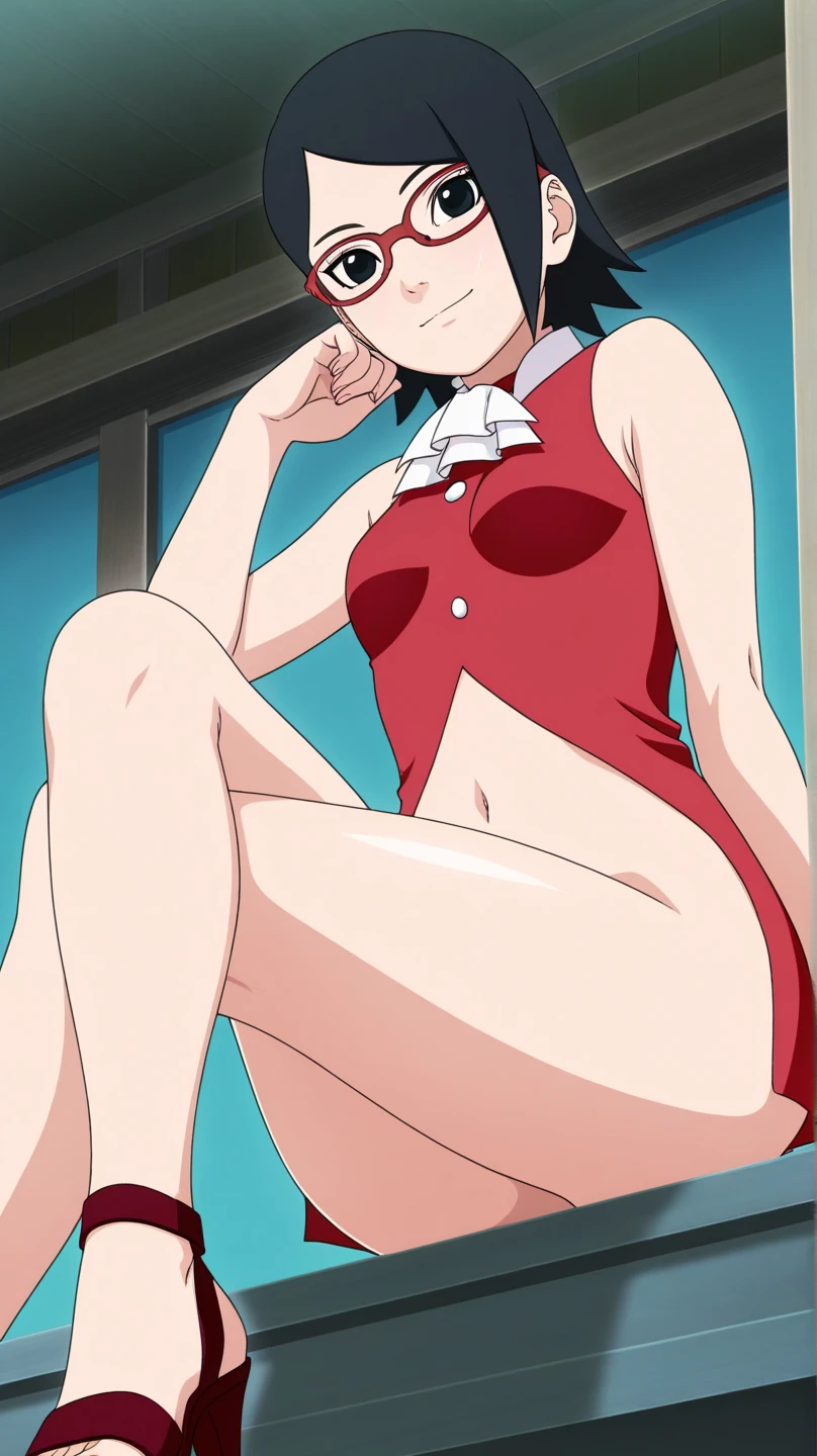 source_anime, score_9, score_8_up, score_7_up, anime screencap,8k, absurd res,
bulma, 1girl, solo, short hair, blue hair, official style,
Underwear, provocative underwear, white bra, black panty,
from below, foot focus, sitting on a chair, flower, building, outdoors, crossed legs,