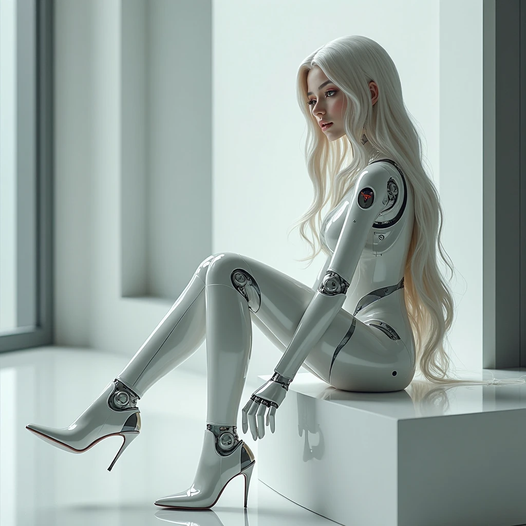 White bodysuit、Silver Hair、Silver sunglasses、Silver Shoes、Silver Accessories