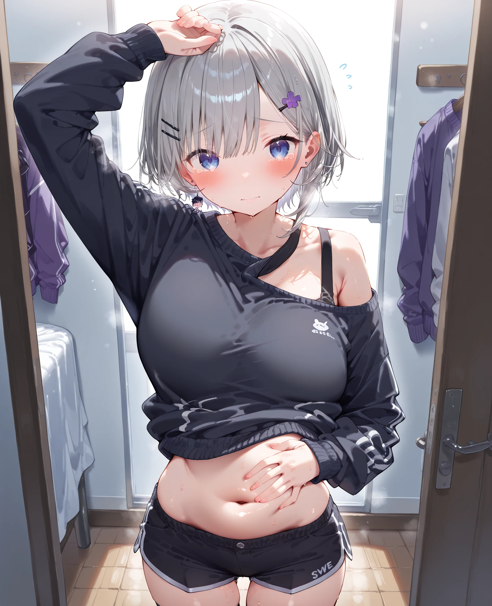 masterpiece, best quality,anime style, 1 girl,(((slender body))), (((small eyes,small breast))),(((gym uniform))),(((((3 monkey grabbing the girl))))),((((cum facial)))), (beautiful face), (((short hair))), (((straight hair))), ((((silver hair)))),detailed beautiful skin, (perfect hands, perfect anatomy)