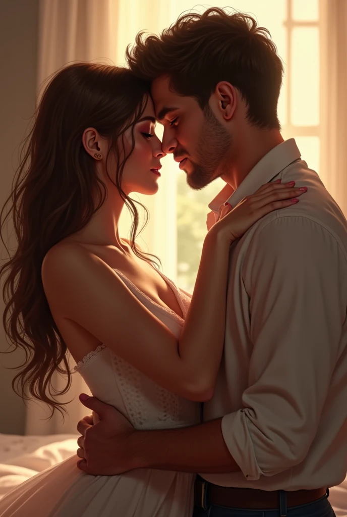 Un couple,  homme regarde la femme avec désirs car il l'aime. La femme elle est plus triste, perturber. Un autre hommes la regarder un ancienne amour. Style très réaliste. Beaucoup de jalousie 