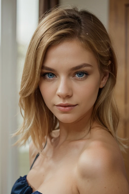 Blonde Italian girl with blue eyes 