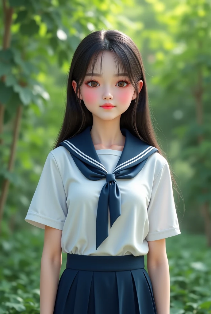 absurdres, (masterpiece, best quality), (ultra-detailed), extremely detailed,super high resolution, (Top Quality photorealistic Illustration), (Super Definition), (best quality,masterpiece:1.0),(cute illustration:1.3), (high Saturation:1.2), highres, ultra-detailed, 32k,8k resolution, intricate details, cinematic scene, detailed background, Soar (High chroma),(Sparkling),bathroom, BREAK (1 girl)  (kawaii:1.6), (cute:1.6), Beautiful and delicate eyes, Delicate and beautiful face, Facial accents, Perfect figure,(sailor uniform lift:1.6), (show off nipples:1.6), (exposing bare breasts:1.3), (exposed chest:1.3), (very small breasts:1.8),Uniforms、bright expression、poneyTail、Young shiny shiny white shiny skin、Best Looks、Natural black hair with dazzling highlights、shiny light hair,、short silky straight hair、Beautiful bangs that shine、Double eyelids、eye liner、Glowing crystal clear attractive big brown eyes、Very beautiful nice cute 14 year old Nordic girl、