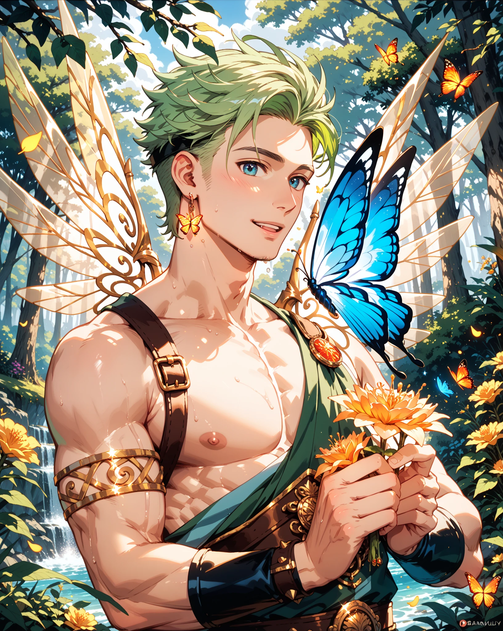 (((Group of 5 male pixies - A young male lewd innocent with soft slender body with very long loose super thick braided silver hair male pixie with huge sagging manly breasts and colorful wings is wearing colorful mini glittery colorful pixie tight dress is being deeply and hardcore clapped and penetrated by other flying male pixies - one has loose green hair and is wearing mini green dress, another has brown hair and is wearing yellow mini dress, and the last one is elegant and is wearing mini pink glittery dress, they have beautiful magical wings))), (beautiful colorful flowers everywhere), (the setting is a beautiful pixie magical village in a woods nearby lake with fireflies around), ((he has long hair)),(yaoi), (yaoi hentai), orgasm, penis line, NSFW, sexy pose, ((inspired by hentai otome game where you interact with the character and they become more horny)), ((group of 5 colorful pixies inspired by FFXIV pixies each different colour with long hair gay group sex)), ((male pixies sitting all over the place with their cocks out)), ((they are wearing mini erotic colorful pixie dresses)), (well drawn face), ((long erect nipples milking)), ((magical gangbang creampie cum)), ((((artstyle inspired by Elana champion of lust)))), ((inspired by Legend of the queen Opala hentai)),