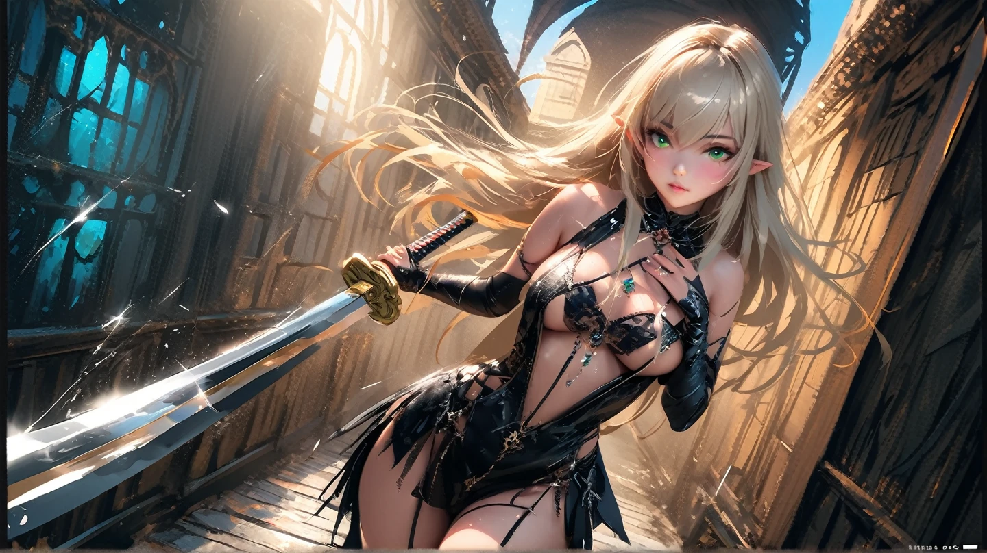(Cinematic footage, full medium closeup, gorgeous 18-year-old kemonomimi woman soft pale skin, cute and youthful face, well-defined eyebrows, delicate nose, ultra-detailed: 1.1, photo-realistic: 1.4, depth of field, cinematic lighting, IMAX camera, HDR, DTM, Full HD, 8k, flared, medium breasts: 1.5, slim, smile, standing, 8K picture quality, sexy seduction, 4k, 8k, highres, best quality, plump and round lips: 1.4, realistic: 1.37 long, flowing: 1.1 luscious, plump: 1.1 sparkling sequins: 1.1 subtle, 0.9 soft, warm: 1.1 masterpiece: 1.2, realistic: 1.4, photo-realistic: 1.37, ultra-detailed: 1.1 busty animal ears, beautiful, detailed ears: 1.1 best quality, 4k, highres, masterpiece: 1.2 detailed, piercing eyes: 1.1 masterpiece: 1.2 very three-dimensional: 1.2, Unreal Engine 5, octane render), (beautiful ultra-detailed face, eyes, highly detail skin texture, high detailed skin, ultra-detailed body, bright and glowing skin: 1.1)
(Physical Rendering, Professional Lighting, Photon Mapping, Radiosity, Soft Light, Lens Reflection: 1.3), (best shadow), (3D: 0.5, realistic: 0.5, photo-realistic: 1.4), (Sharp focus: 1.5), (beautiful face, perfect face: 1.1), (eye makeup: 1.2), (tight body, fitness body: 1.2), (highest quality), (8k, best quality, masterpiece: 1.4), ((masterpiece, best)), (best illustration), (high detail: 1.1)
,(Masterpiece: 1.37, Dungeons & Dragons Theme: 1.37, Detailed Dungeons & Dragons background: 1.37)