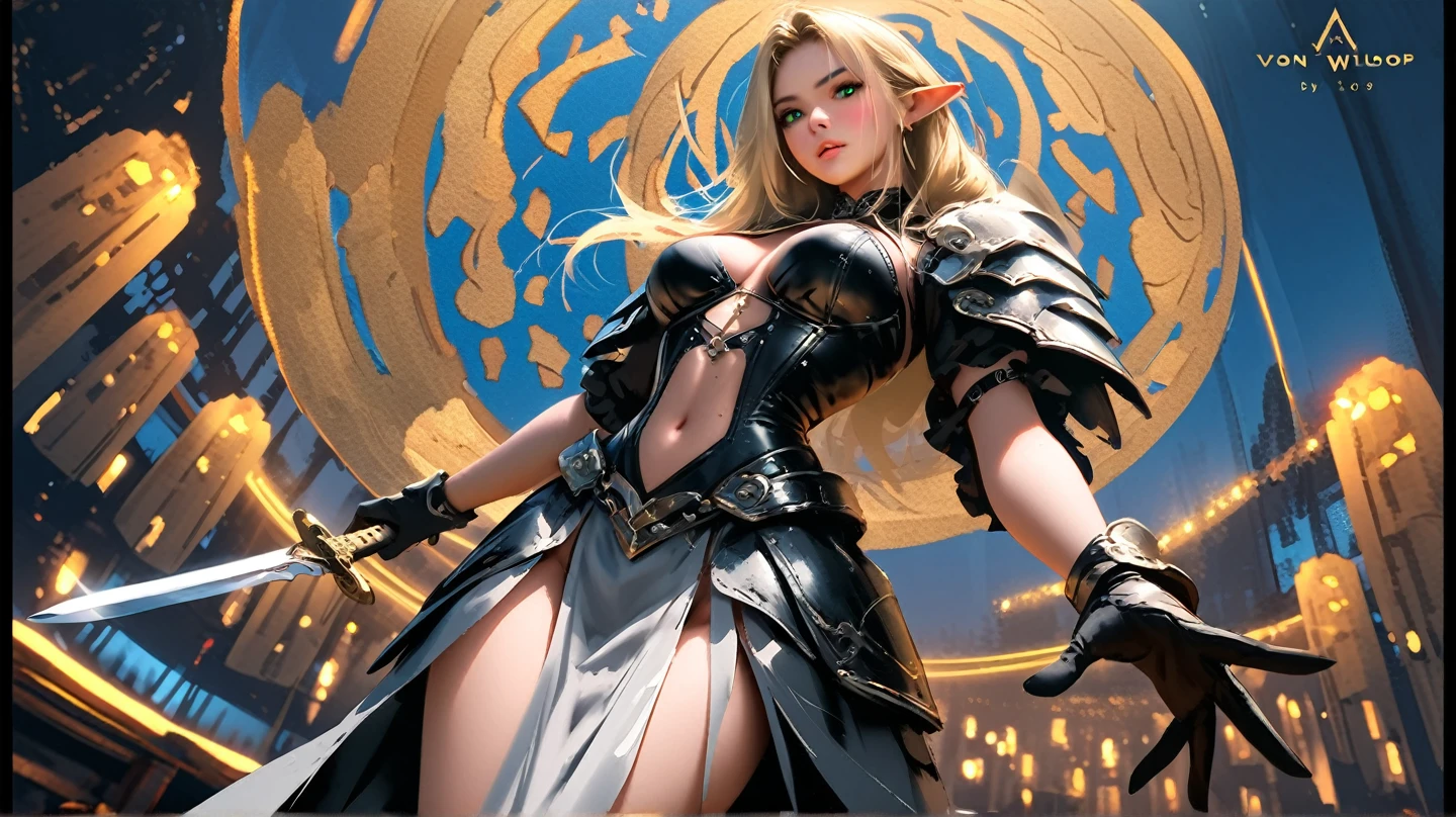 Female elf,holy paladin,Large breasts