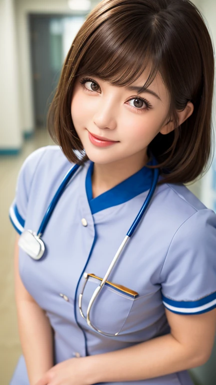 Best picture quality (8k, high resolution, Masterpiece: 1.2), super detailed, 215 Short Hair,Three braids long hair, 26-year-old woman,
Extraordinary beautiful girl、Cute and beautiful face details、(Facing the children_v1:0.008)、
score_9, score_8_upper, score_7_upper,
Nurse caring for patient in hospital room: Check the patient's vital signs while speaking to them gently。
clothing: Blue scrub、Name tag、watch。
Pause: Take the patient's hand、smile。
Camera angle: From the patient's perspective、Close-up of a nurse's face。
,Active Pause ,
Beside her、The thunder danced。
Focus on the waist above
, random cute pose ,big eyes ,Puffy eyes , Heart Pupil, blush , huge shy smile , salute