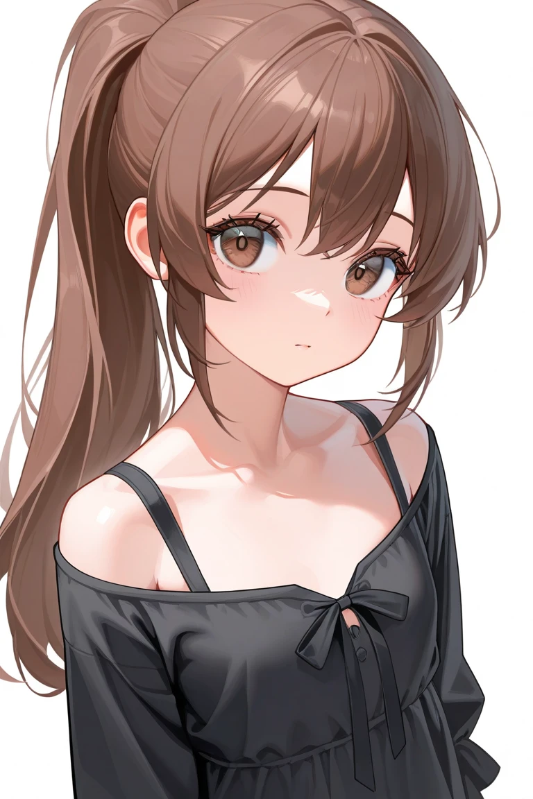Solo, 1girl, Long Hair, brown hair, brown eyes, cute, mature, high detail, white dress, double plait hair