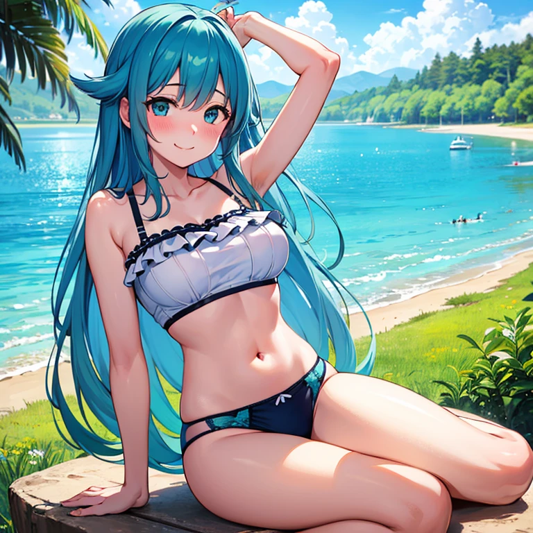 Hatsune Miku, swimsuit, beach, masterpiece,