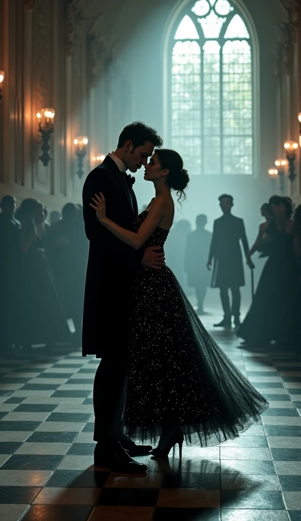 [Hulk and Wonder Woman are seen attending a glamorous masked ball in Venice, dancing gracefully], black hair, beret, mole under eye, pointy ears, Hyperrealism, cinematic lighting, high details, masterpiece, best quality, high quality, 4K, super detail, retina