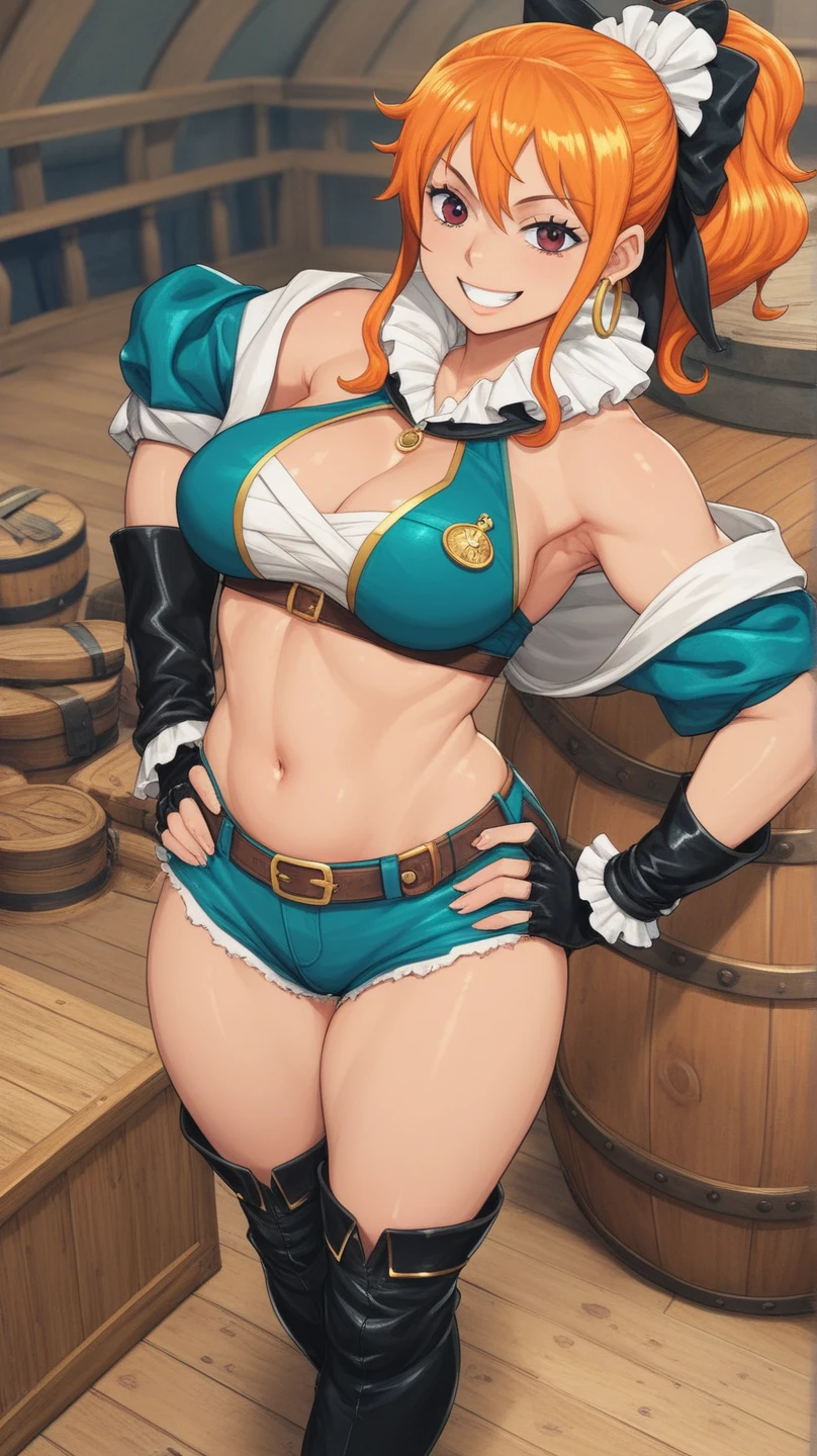 _asura style, lisa (genshin impact), 1girl, solo, muscular, sport woman, cleavage, looking at viewer, large breasts