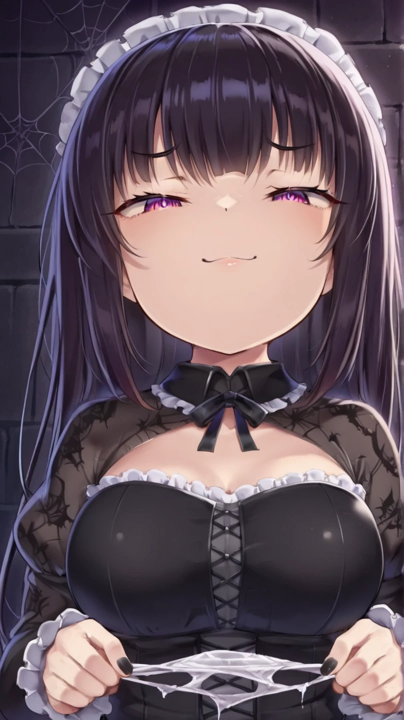 prompt（Re-adjusted version）
beautiful, masterpiece, Highest quality, HiqCG Body, anime, (1 Girl:1.5), (Small breasts:1.2), Portrait Shot, View your viewers, Wet Skin, Intricate details, Little Woman, Her eyes were shining like dreamy stars.,(Shining Eyes:1.3),(Beautifully detailed eyes:1.1)、[[Delicate fingers and hands:0.55]::0.85],(Detailed reference),(Thick black hair, Eyes are bright purple,(Sharp Eye:1.3), (tsurime:1.5), Twin tails,Straight Hair,(Asymmetrical bangs:1.2),(Blunt Bangs:1.3), (hairpin:1.2), Young face,Childlike,Small devil,Succubus,Vampire,Double teeth,Small corner),(kimono),Dynamic Pose,(yandere:1.1),(yandere smile:1.3),(smirk:1.3) ,Cleavage,High angle shot、(night:1.4)、(full moon:1.1),Focus on the chest,(Shake your head:1.2), Thick black hair, kimono, firework