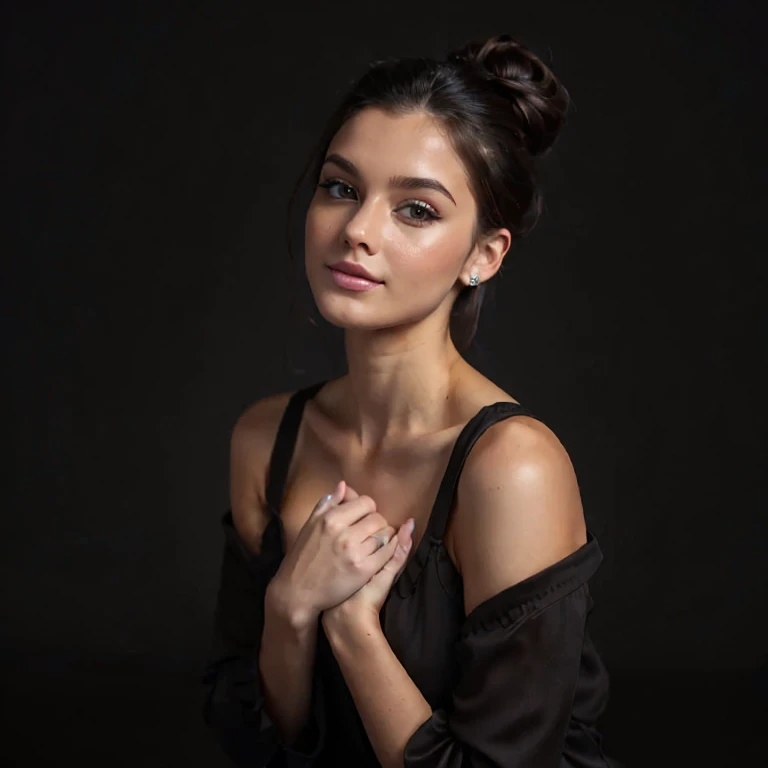 glam (beauty photo:1.1) headshot of a simple modern female
<lora:AmaiLiu_v1.0:1> AmaiLiu,
in a dark theme (simple dark glowing background:1.1),
(loose messy half updo:1.1), detailed hair strands, detailed hairline, detailed skin tone, detailed skin complexion, (neckline romantic two toned light Blue and Navy Blue Spanish summer dress:1.3) (with Intricate neck tie straps:1.1), hair ties, (bell earrings:1.1)
(epic skin details:1.3),
detailed lips, detailed eyes, detailed pupils, detailed mouth,
<lora:epiCRealismHelper:1>
caustics, reflections, subsurface scattering, amazing fine detail, Nikon D850 film stock photograph Kodak Portra 400 camera f1.6 lens, rich colors, lifelike texture, dramatic lighting, dynamic composition, unreal engine, trending on ArtStation, cinestill 800 tungsten, in the style of David Hamilton photography
(plunging neckline:-1) (face wrinkles:-1.25) (parted lips:-1)