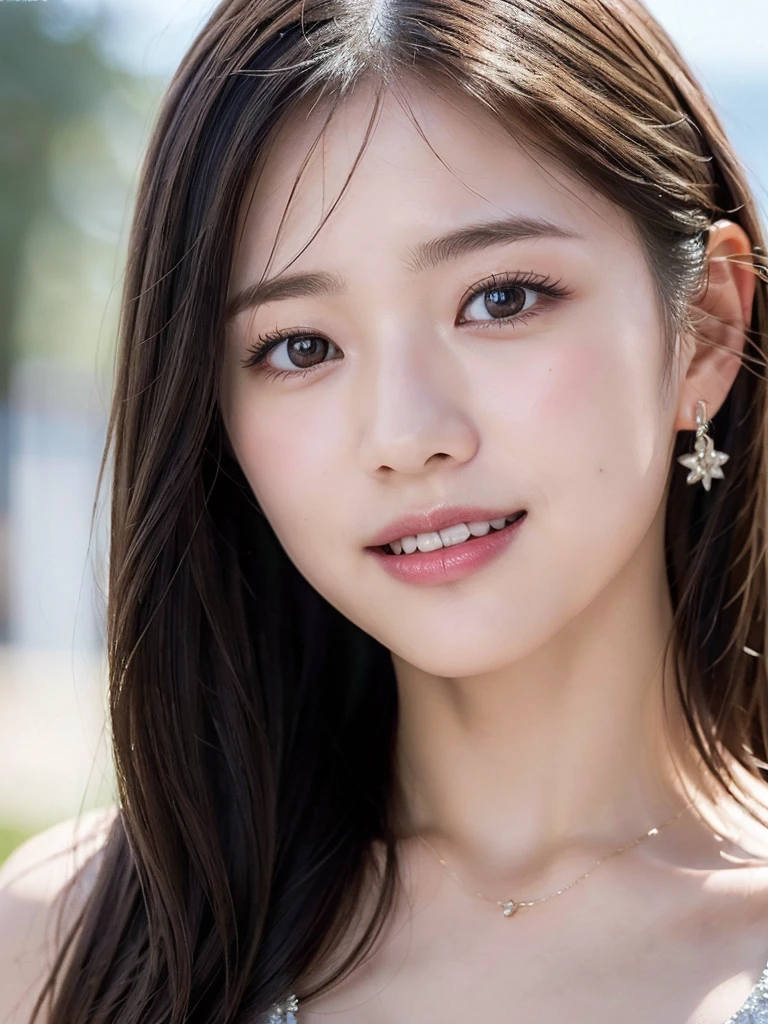 (Best Quality, Masterpiece, Ultra High Definition, High resolution, highly detailed, High Definition Face, clear pictures, HDR:1.5), (20-year-old woman:1.3), (close-up photo of face, eyes be visually in focus:1.4), (film photography style:1.5), (sexy body conscious, Slim Big Breasts, huge Breasts:1.4), (Glossy, highly fine breasts, shiny skin), highly detailed facial and skin texture, (beautiful eyes, light in the eyes, detailed eyes), Very smile, The facial features are clear, white skin, very Fair skin, wet hair, violently fluttering hair, very smile,