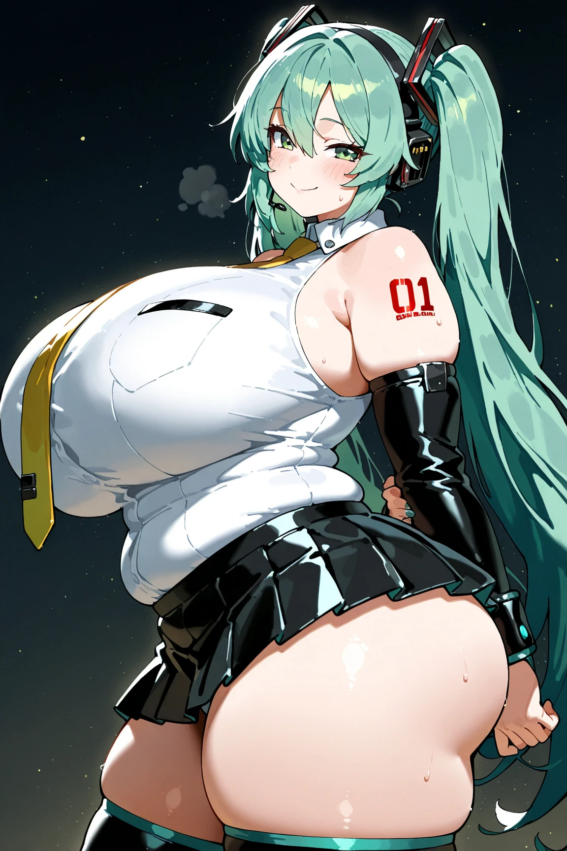 masterpiece, best quality, absurdres, 8k, perfect shadows,perfect lighting,hdr, cowboy shot,shiny skin,skindentation, beautiful body, kafka, ((black hair: 1.4)), long hair, (green eyes: 1.4), (crop top, (underboob : 1.1), elbow gloves, thigh boots, split skirt, bare shoulders, curvy, midriff, curvy, thighs, higheels, shiny clothes), complex detailed background, inside, luxury palace) (gigantic breasts,hourglass body, thin waist,very slim waist)extremely detailed face,detailed eye makeup, detail face, nice detailed eyes,nice hands, perfect hands (realistic pupils,realistic iris:1) heavy eye makeup,glowing eyes, Bright eyes,standing,standing at attention,(seductive smile), (gigantic breasts: 1.1) , curvy, cowboy shot,