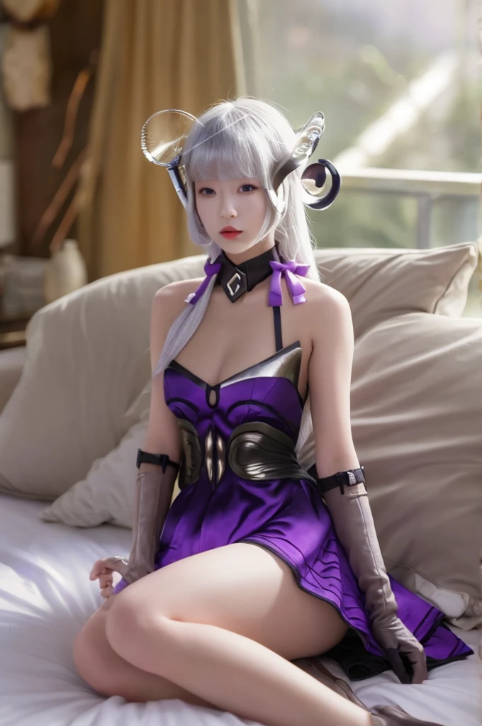 8K,Blonde short bob hair elf、Super Beauty(Like the real thing),AlaFed woman in purple and black outfit、Ultra-detailed fantasy characters、3DレンダリングCharacter Art,blue eyes,Detail Fantasy、Stunning Armor、見事なCharacter Art、Gorgeous Female Paladin、Ultra-high resolution、Ultra-Realistic Skin、Beautiful expression、Sexy appearance、Enchanting、Beautiful small breasts,Rich colors、Backlight、Cinema Lighting、Film Grain、50mm lens、Nikon D850、Fantasy art,Character Art、Dynamic fighting poses、In a dimly lit dungeon、Makeup、Elf Ears,Very muscular and slim body,Very very strong abs(8 Pack),Silver hair ornament(one point),Purple and black combat trousers,Curved silver2with two small swords,Combat Ready,
