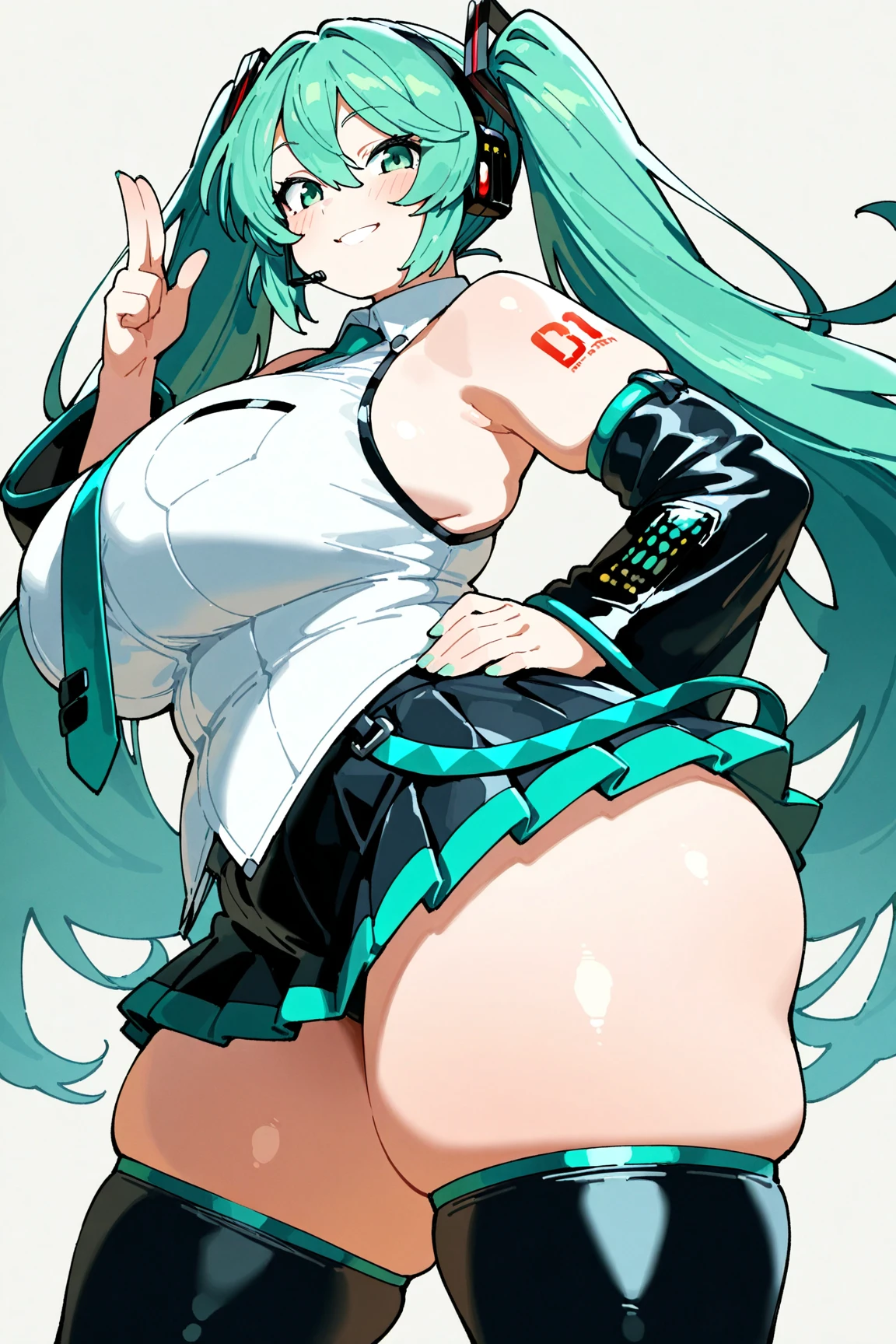 masterpiece, Highest quality,One girl, Hatsune Miku, Huge breasts, Huge breasts, Huge breasts, Huge breasts, Huge breasts, Huge breasts, Huge breasts、Big Butt、Extreme obesity、Extreme obesity、Extreme obesity、Extreme obesity、Extreme obesity、Extreme obesity