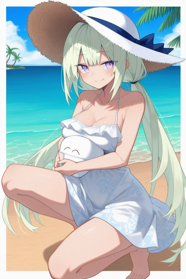 A woman in a bikini on the beach