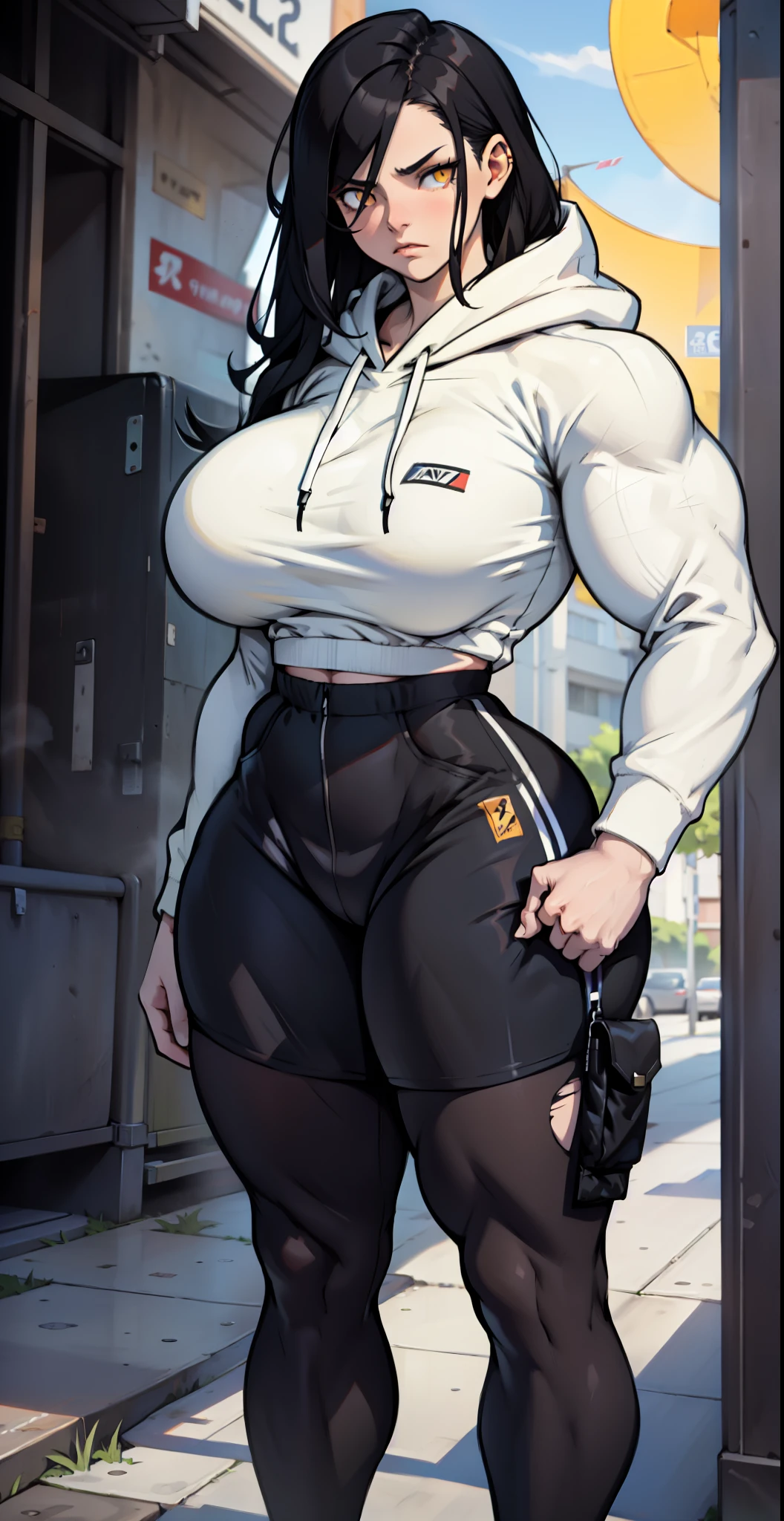 ((masterpiece, 4k quality, highly detailed)), cybernetic legs, visor, long hair, neon highlights, big belly, fat belly, ((android boy)), ((solo male)), exposed belly, blushing, sweating, ((sci-fi)), choker, cyberpunk clothes, skimpy clothes, soft skin, white metal, ((pants bulge, dick imprint, cock bulge)), ONE MALE, avoiding eye contact, awkward body language, ((belly focus)), bbw, ((anxious expression))