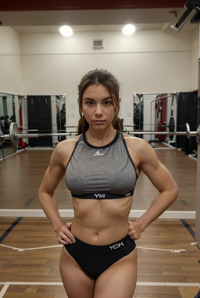 masterpiece, best quality, highly detailed, ultra high res, Break, 1girl, solo, hands are tied on the ceiling, she is hanging , hands are not in the image, looking at viewer, cleavage, medium breast, ((white crop top)), ((pink cycling short)), tears, anguish,(( dark basement)), full body,feet out of frame, back on the wall, standing, gap between legs, sexy legs