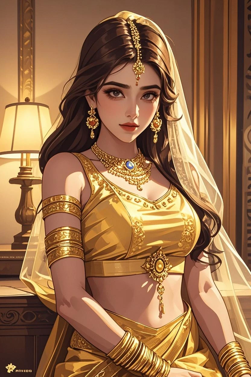 anusha in a red blouse and gold earrings, indian super model, aishwarya rai, with small studded earings, very beautiful enga style, very attractive and beautiful, indian, very extremely beautiful, desi, with intricate details, indian style, freida pinto, traditional beauty, adorned with precious stones, with cute - fine - face, intricate set, actress