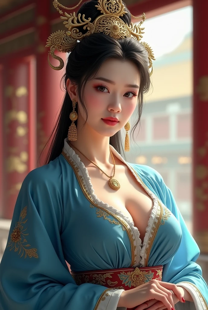 desenho animado de uma mulher em um vestido azul sentado em uma cama, mulher bonita sedutora do anime, a beautiful artwork illustration, menina anime sedutora, Digital anime illustration, arte digital de um elegante, arte de pintura digital dos desenhos animados, exquisite digital illustration, inspirado por Chen Yifei, in illustration style digital, inspirado em Li Tang, inspirado em Yun-Fei Ji, color digital illustration.