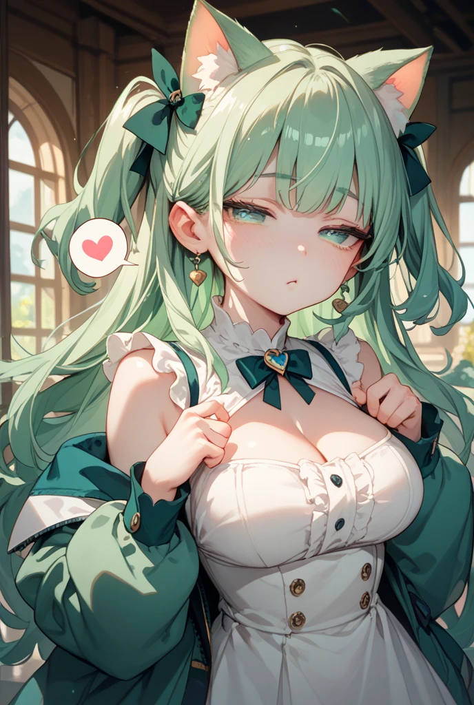 mastute piece,Best Quality,insanely detailed,8k cg,nsfw,
shoot upper body,(body in front:1.1),1girl,standing,looking at viewer,(pink royal-princess-dress,tiara),BREAK,blush,shy,ecstasy face,gasping,(trembling:1.2),light green hair,break,open mouth,large breast,(castle:1.3),