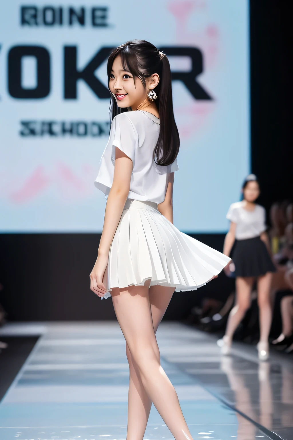 An extremely beautiful Japanese high school girl race queen who highlights her beautiful legs、Photographed walking down the runway at Wacoal&#39;s new fashion show、She is an eternal idol who combines a clean look with modern charm.。 She creates such beauty。 She feels her own warmth。 She creates a warm atmosphere。 We create beauty。 That&#39;s what I want to say。 In her full body photo、The figure features porcelain-like skin and golden hair that radiates a soft glow.。 This is probably、It captured the essence of her timeless charm.、This is the best shot ever.。 Each straight line and curve is carefully expressed.、Breathtakingly beautiful with impeccable detail。 This piece perfectly captures her timeless beauty.。 Divine Proportions、Sharp focus、Full-body photo taken by Kishin Shinoyama、high quality、High resolution、More details

