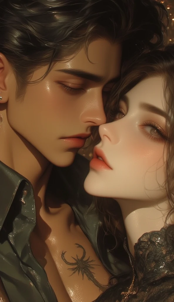 Hay un hombre y una mujer que se abrazan, filtrado photo, Jordan Grimmer y Natasha Tan, filtrado image, jamie coreth, caspar david, foto de perfil, captura de pantalla, taken in the early 2020s, ambos tienen labios rojos, video musical, filtrado, al estilo de petra collins, Chico moreno y chico pelirrojo, ellos son hermanos