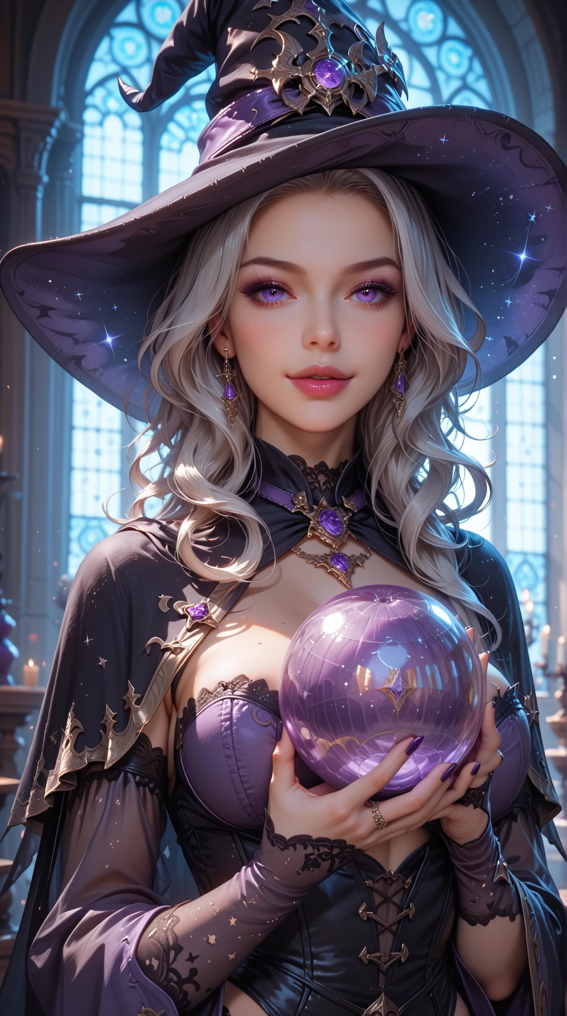 witch, big breast, spell casting pose, sexy dress