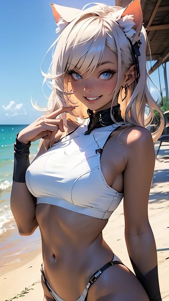 (Best Quality, masutepiece), 1girl in, Curly hair, short white hair, The bikini, Long hair, Wind, detaileds、(Body dirty with mud)、Portrait、Wearing sweat、(opened breast:1.1), agony、(((Tears flow, Crying in frustration)), (BDSM), contempt, muscle, large boob,lotion, 独奏、Spread your legs、Crab crotch、Dirty body、srestrained, (straddling the iron bar),(tied perfectly by chain), Restraint, Slave, collars, contempt, (Chained), (Chains digging into the crotch), Squirting, Lusting、hard breathing、Sex Expressions、((a large amount of cloudy liquid drips from the genitals、the presence of vibrators on the genitals,))、cum on facial, cum_in_mouth, cum_on_hair, cum on chest