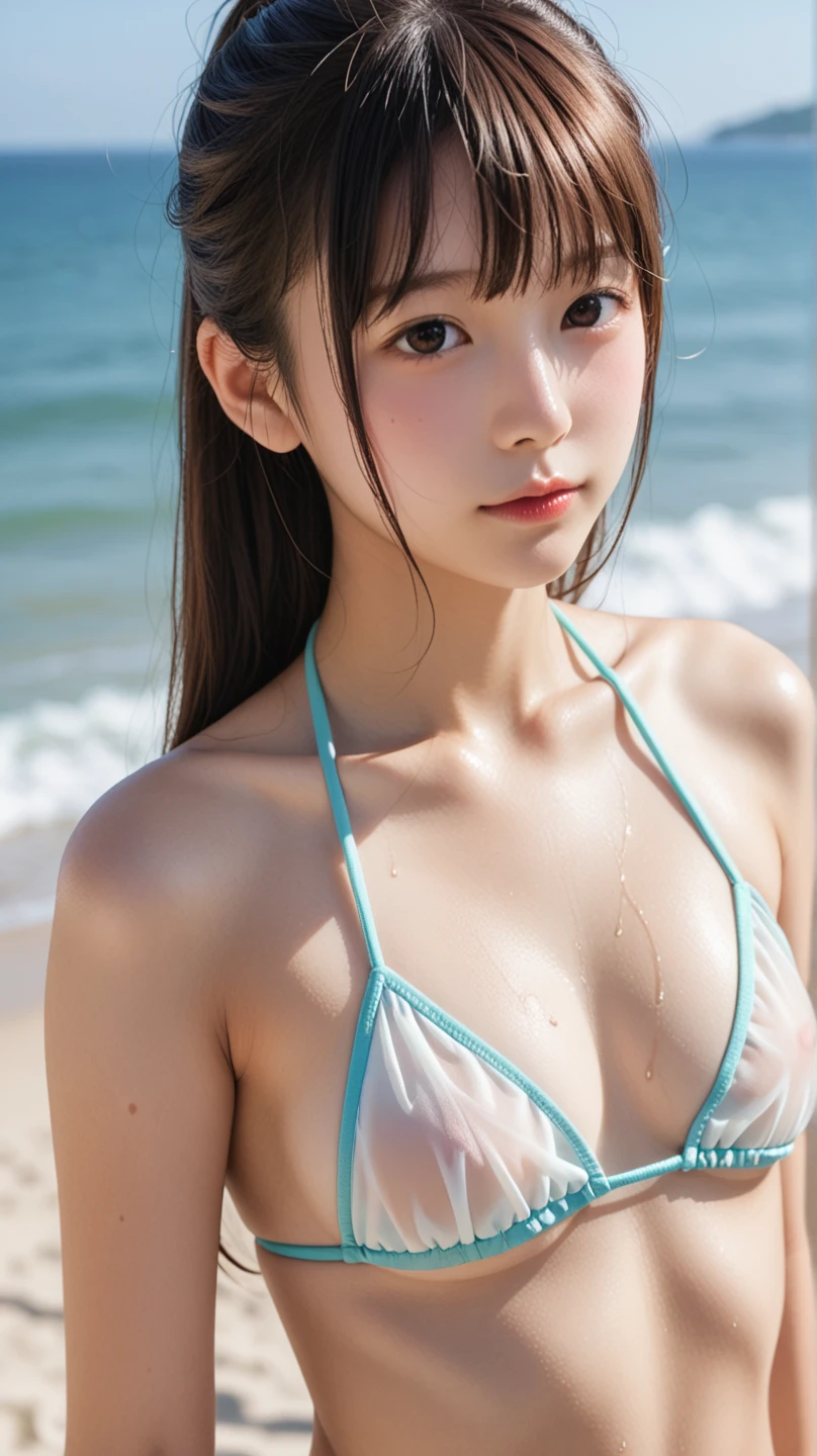(Best image quality、highest quality、Highest Resolution、masterpiece、detailed、Actual Photos)、
(((Mesh sailor suit)))、
(((Panties are visible)))、
((Black Panties))、
((Blue pantyhose))、
Japanese girl、
可愛いJapanese girl、
18歳の美しいJapanese girl、
Slender figure、
Small breasts、
ponytail、
The girl is facing the photographer、
whole body、
Sexy pose、
California beaches、